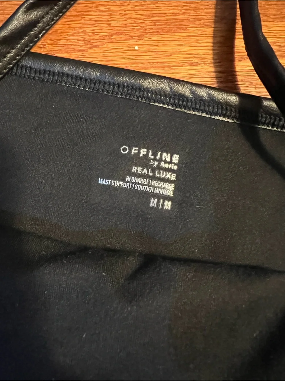 Offline by aerie Faux Leather Black Bralette with Adjustable Straps, Real Luxe
